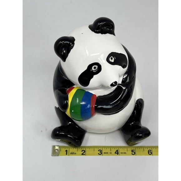 Vintage OCI Omnibus‎ 1983 Fitz & Floyd Panda Small Cookie Jar With Ball - Picture 12 of 15
